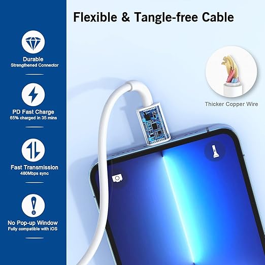 iPhone Fast Charger, 20W[Apple MFi Certified] USB Type C Fast Charging Block Power Delivery Lightning Charger with 3.3ft Lightning Cable for iPhone 13 Pro Max Mini 12 Pro 11 XS X XR
