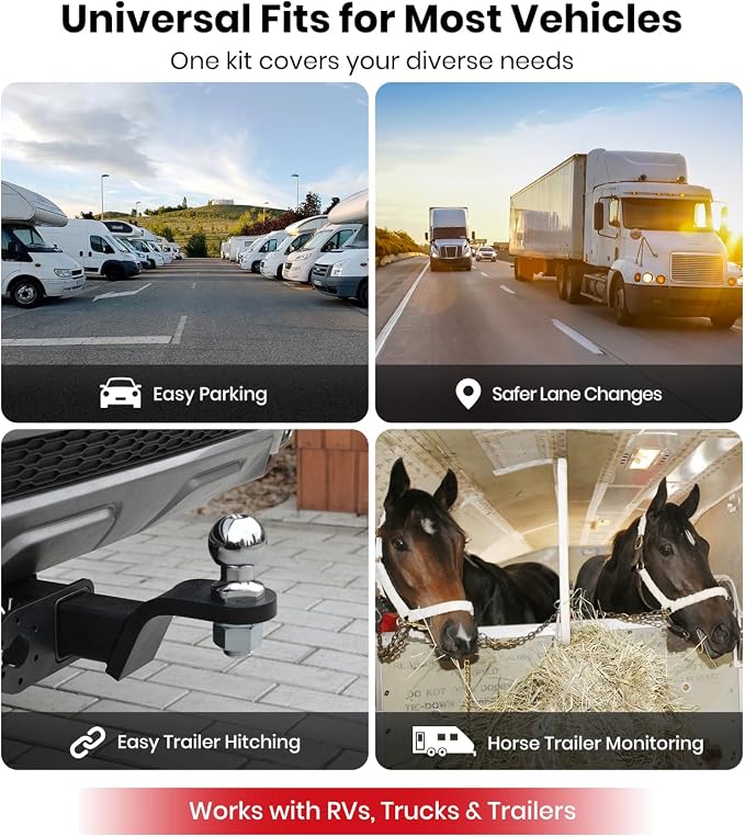 Wireless Backup Camera Solar Magnetic: 5 Inch Anti-Glare HD 1080P Screen, 1Min Quick Magnetic Install, Strong Signal, IP69K Waterproof Back up Camera with Storage Bag for Car, SUV, Truck, Trailer