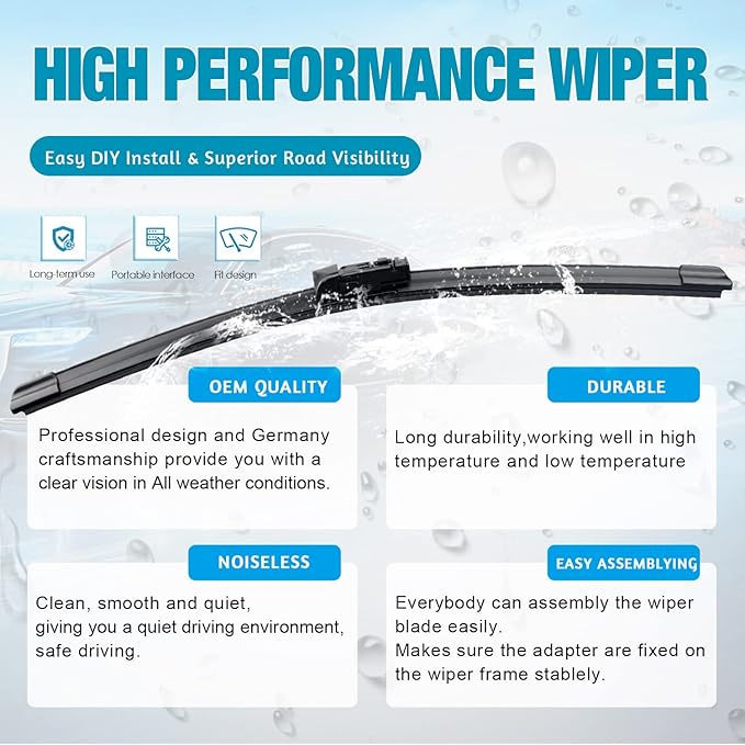 OEM Windshield Wiper Blades Replacement for BMW X3 2018 2019 2020 2021 2022 2023 BMW X4 2019-2023, All Weather Original Factory Quality Front & Rear Wipers Set 26"+20"+12" (Pack of 3)