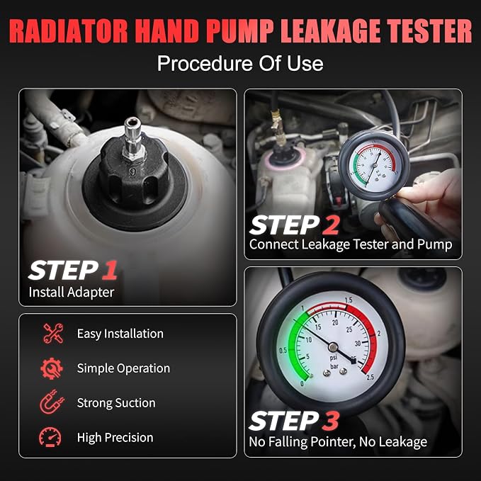 JIFETOR Cooling System Vacuum Purge Radiator Coolant Refill Tool Kit Universal Automotive Water Tank Pneumatic Vacuum Antifreeze Change Filler Set with Adapter Case Hose for Car SUV Truck
