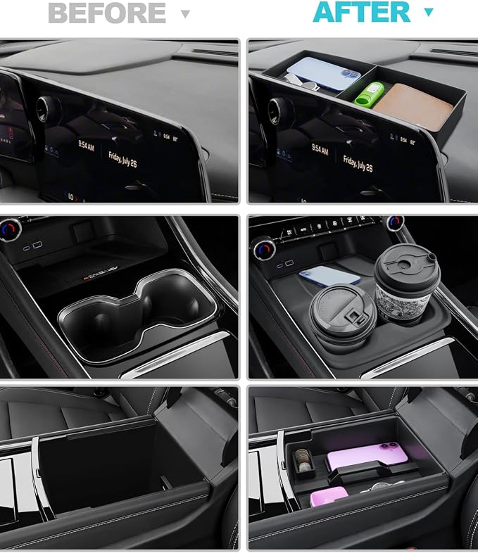 CDEFG 4PCS for 2025 2026 Chevy Traverse Center Console Organizer with Handle for 2024-2026 Chevrolet Traverse Accessories Console Cup Holder Dash Organizer Coin Holder