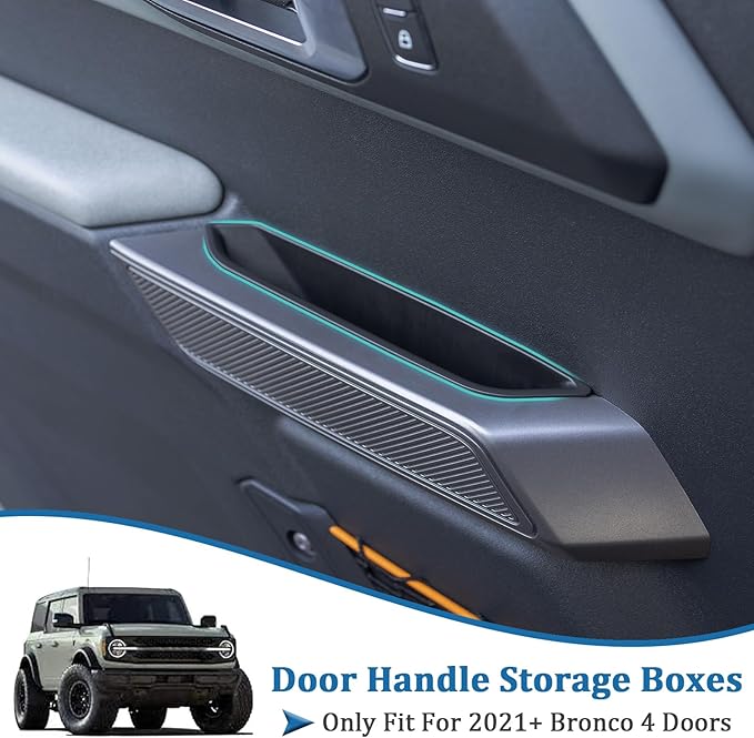 TOPINSTALL Center Console Organizers and Door Handle Box Compatible with 2021-2024 Bronco 4-Door Accessories, Full Size Armrest Storage Tray Inner Storage Box (Not for Bronco Sport)