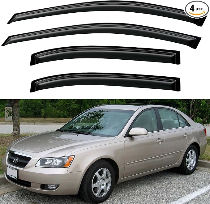 Window Visors Rain Guards Shield for 2006-2010 Hyundai Sonata, Out-Channel Window Vent Wind Deflectors Visors Shades for 06-10 Sonata