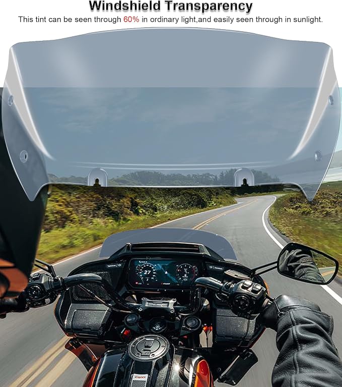 9" Wave Windshield Windscreen Wind Splitter Compatible with Harley Davidson CVO Road Glide FLTRXSE 2023-up, CVO Road Glide ST FLTRXSTSE 2024-up, Road Glide FLTRX 2024-up (Tint)