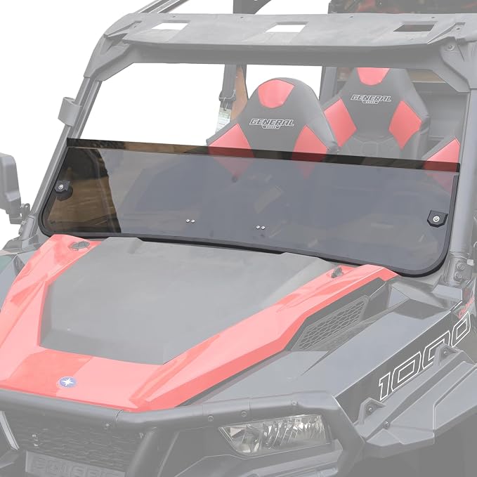A & UTV PRO Front Dark Tinted Half Windshield for Polaris General 1000 / General 4 1000 / General XP 1000 / General XP 4 1000 2016-2025 , Hard Coated Vented Window Windscreen Accessories, 1PC