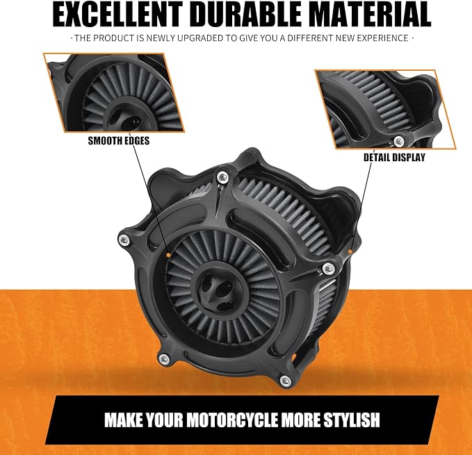Air Cleaner Filter Aluminum Fit for Harley Touring Road King Street Glide Softail Sportster Dyna (Black Housing Grey Element, C For Touring 08-16,Softail 16-17,Trike 08-16)