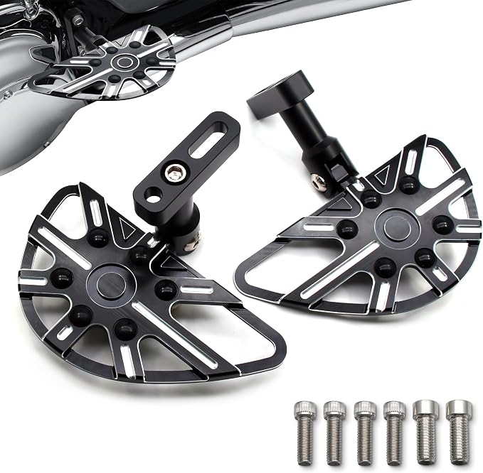 MZS Motorcycle Passenger Floorboards, Touring Rear Footboards Skeleton Foot Pegs Pedal Mount Bracket Kit CNC Black Compatible with 93-25 Road Glide Electra Street Glide Road King Tri Ultra CVO FLD