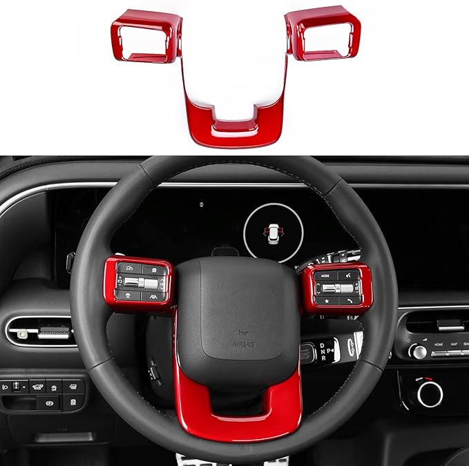 YOUTOOCAR Steering Wheel Cover Trim Compatible with Hyundai Santa Fe 2024-2026 Hyundai Palisade 2026 Hyundai IONIQ 9 Accessories (Red)