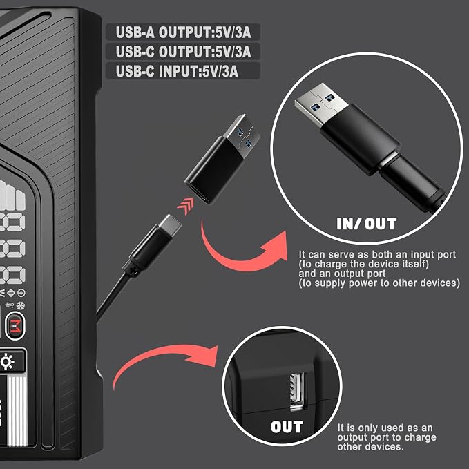 Hobby Colin 400E Car Jump Starter 12V 1350A Peak 1600mAh Battery Booster for 6.0L Gasoline and 3.5L Diesel Engines, LED Display, Indicators, Starter Cables