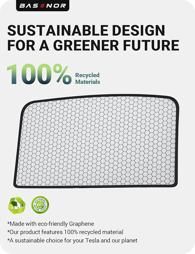 BASENOR 2026-2024 Tesla Model 3 Sunshade Roof, [Nano Ice-Crystal Coatings] Heat Insulation Glass Roof Shade, Top Window Retractable Sun Protection, Sunroof Blocking Cover for Model 3 Highland Black