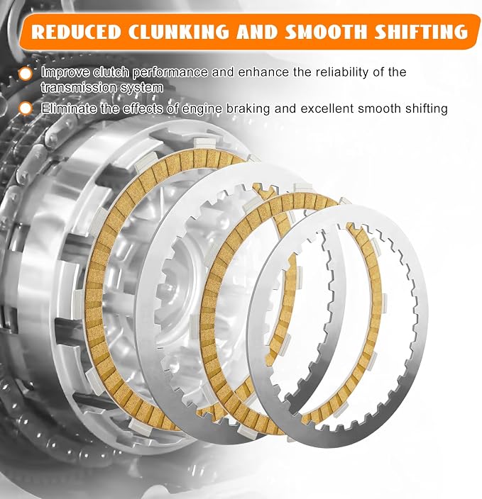 Twin Cam Extra Clutch Friction Plate Steel Disc Kit Fits for 1999-2017 Harley Touring Softail Dyna Trike Twin Cam Models 1998-1999 Evolution 1340 Replace of P/N 37980-10, 307-30-10013