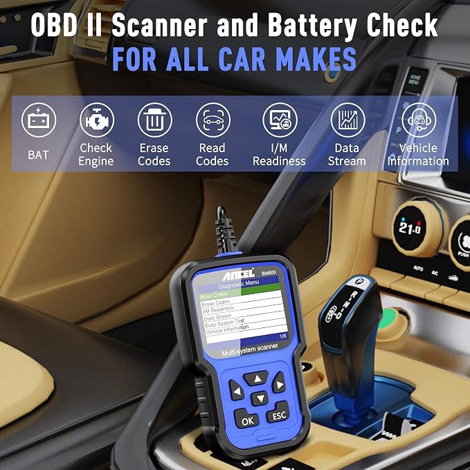 ANCEL BM500 All System OBD2 Scanner for BMW Mini with ANCEL Case for OBD2 Scanner, Protective and Storage Box (L) for All ANCEL Products