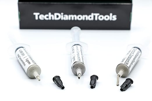 TechDiamondTools Kit of 3 Diamond Polishing Compound Polishing Paste USA Made 4000 8000 50000 Grit for Marble Glass Metal Rock Jewelry Resin Silver Gemstone with High Concentration of Diamond Powder