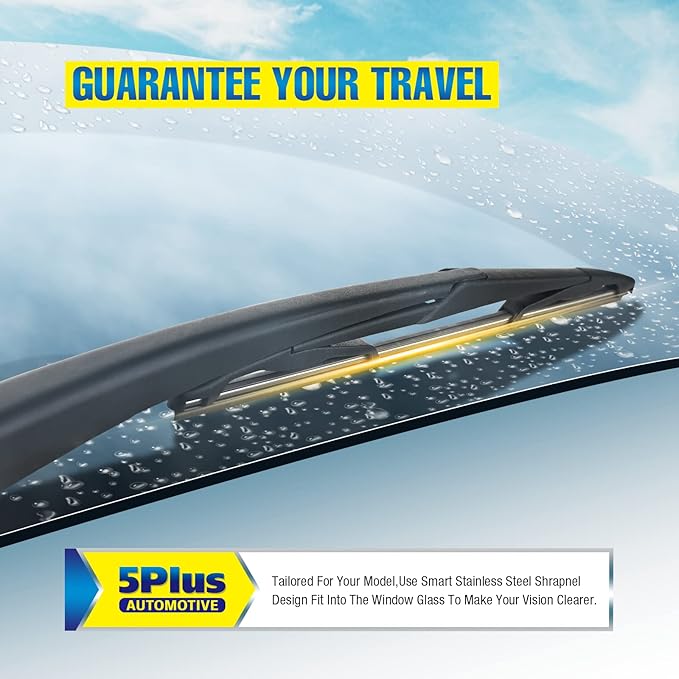 12" Back Windshield Wiper Blade Replacement for Ford Focus Fiesta 2018 2017 2016 2015 2014 2013 2012, Premium All-Season Rear Wiper Blades For My Car (12M)