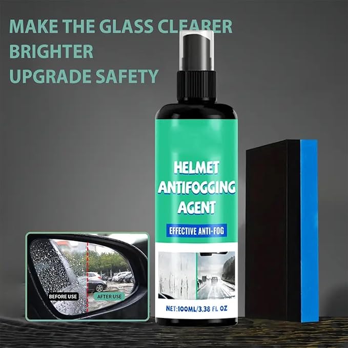 100ml Helmet Visor Anti Fog Spray, 100ml Anti Fog Spray for Helmet Visor | Streak-Free Polish Coating, Defogging Solution with Long-Lasting Protection,Clear Visibility for Motorcycle, Rain Conditions