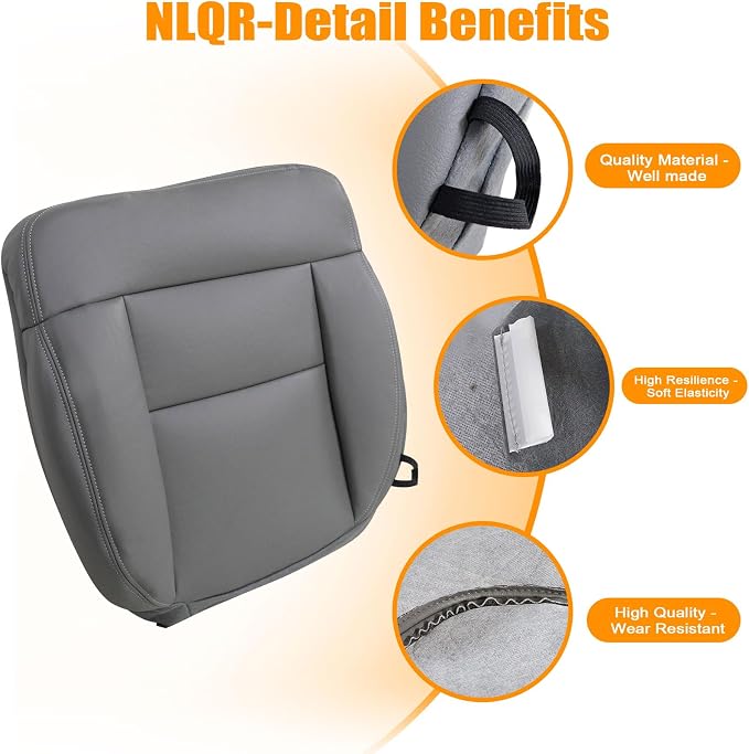 NLQR Front Driver and Passenger Sides Bottom & Back Replacement Microfiber Leather Seat Covers Compatible with Ford F150 Lariat 2004 2005 2006 2007 2008#QB Medium Flint Gray