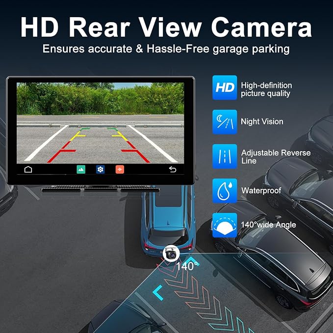 9" Upgraded Wireless Carplay Screen For Car, Built-in Apps Net-flix Youtube Tiktok, Portable AI Magic Box For Apple Car Play & Android Auto Screen With HD Backup Camera, Voice Assistant , OTA Updates