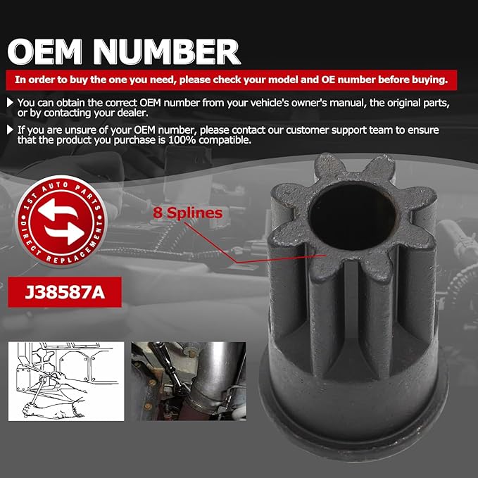 1ST J-38587-A Engine Barring Socket Engine Turning Tool for Caterpillar CAT 3406E, for EUI MUI & Mack Engines C9 C10 C12 C13 C15 C16 & E-7, E-7 ETEC Replaces OE: J38587A