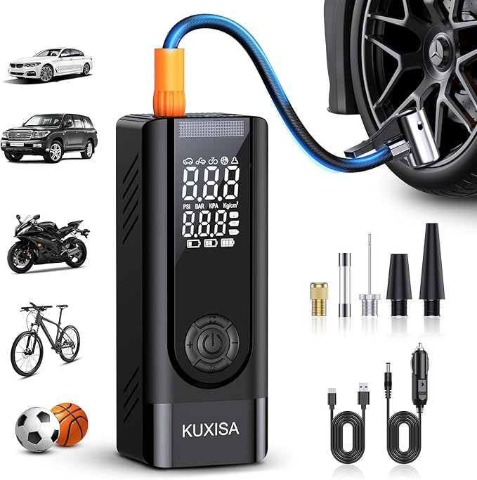 Tire Inflator Portable Air Compressor, 180PSI Air Compressor with Digital Pressure Gauge, 3X Faster Portable Air Pump for Car, Motorcycle, Bicycle, Ball and More(Black)