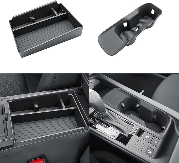 SKTU 2Pack for 2026 Nissan Sentra Center Console Organizer 2026+ Sentra (S/SV/SR/SL) Cup Holder & Console Tray 2026 Sentra Accessories Rubber Cup Holder ABS Insert Tray with Coin and Sunglasses Holder