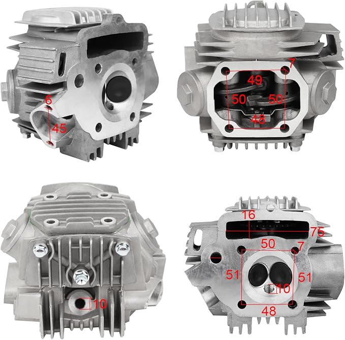 FLYPIG 52.4mm Cylinder Head with Cylinder Piston Rebuild Kit for 110CC 4 Stroke Chinese Roketa Coolster ATV Pit Quad Dirt Bike Go Kart