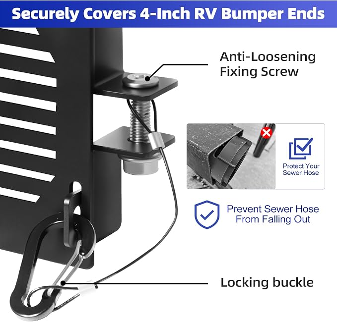 Aluminum RV Bumper End Cap 2 Pack, Fits 4-Inch Square Camper Bumpers, Sewer Hose Storage Covers with Vent Holes, Travel Trailer Motorhome Outdoor Accessories