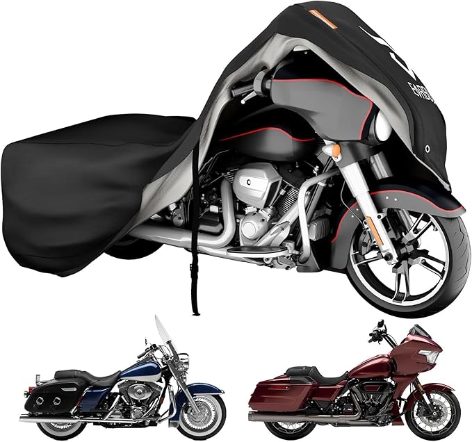 EVRBUL Motorcycle Cover Compatible with Harley Davidson Touring Models Road Glide Road King Electric Glide Heritage Classic Heavy Duty 420D Waterproof Outdoor Motor Sun Cover Protection
