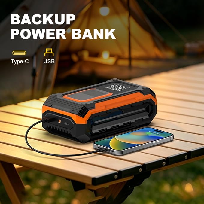 Tire Inflator Portable Cordless Air Compressor Air pump for Car Tires, 4 × Fast Inflation 35L/Min, Digital Dual Display, LED Light,Auto Shutoff for Car, Motorcycle, Bike, Pickup Truck and Ball