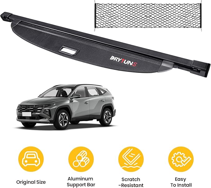 Cargo Cover for Hyundai Tucson 2022-2026, Retractable Trunk Cover Privacy Shade for 22-26 Hyundai Tucson, Leather + Net