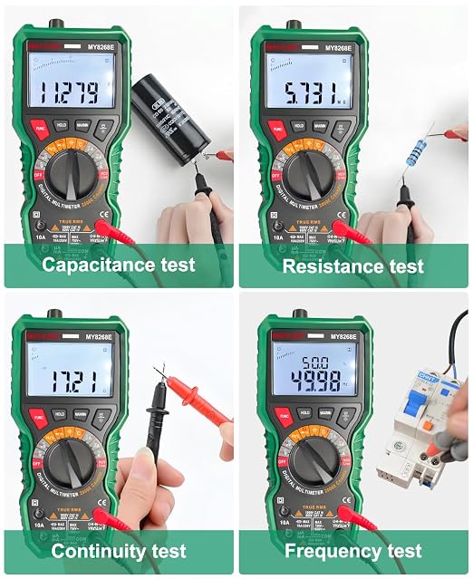 Digital Multimeter, 20000 Counts High Resolution TRMS Auto-Ranging Multimeter AC/DC Voltmeter Accurately Measures Voltage Current Resistance Diodes Continuity Duty-Cycle Capacitor Temperature