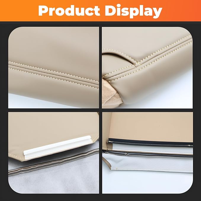 4 PCS Tan Leather Passenger Driver Side Bottom and Top Lean Back Seat Covers Compatible with (Fit F Series) 250 350 450 550 1999 2000