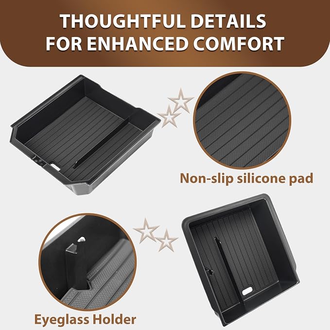Center Console Organizer Tray for Tesla Model Y Juniper Accessories 2025 2026 and Model 3 Highland Accessories 2024 2025 2026 for Tesla Accessories Cup Holder Matte Black (3PCS)