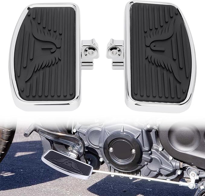 Motorcycle Rider Footboard Front Footpegs for Indian Scouts/Sixty/Bobber 2015-2024, Aluminum Anti-Slip Wide Foot Pegs Footrest Driver Floorboards Motorbike Highway Parts (Chrome-Eagle)