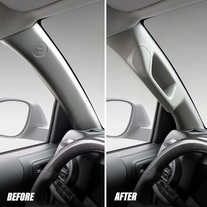 Driver Side A-Pillar Grab Handle for Toyota Tacoma 3rd Gen (2016-2023), OEM-Style Texture, Matches Passenger Side, Sturdy & No Creaking Noise, Easy Installation (Gray)