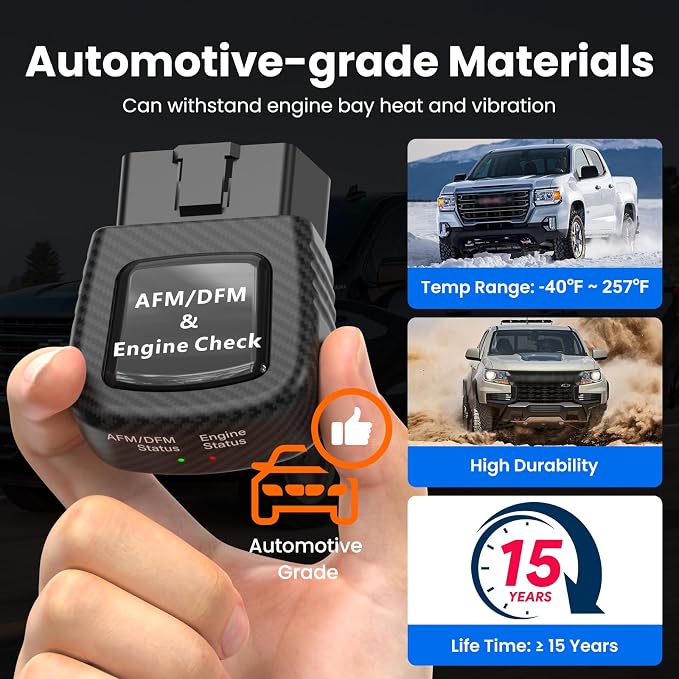 JOPLAY 2 in 1 AFM DFM Disabler, Active Fuel Management Disabler and Additional Fault Indicator Alert DFM Compatible with 5.3 Silverado(Chevy Sierra Cadillac Escalade Yukon) GM 4.3L, 5.3L, 6.0L