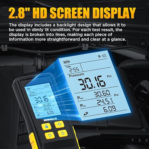 PT630 Fuel Pressure Gauge Digital Fuel Pressure Tester Kit 0-426.6 PSI Digital Display Automotive Tool for Motorcycle Car Truck Automotive Fuel Pressure Tester