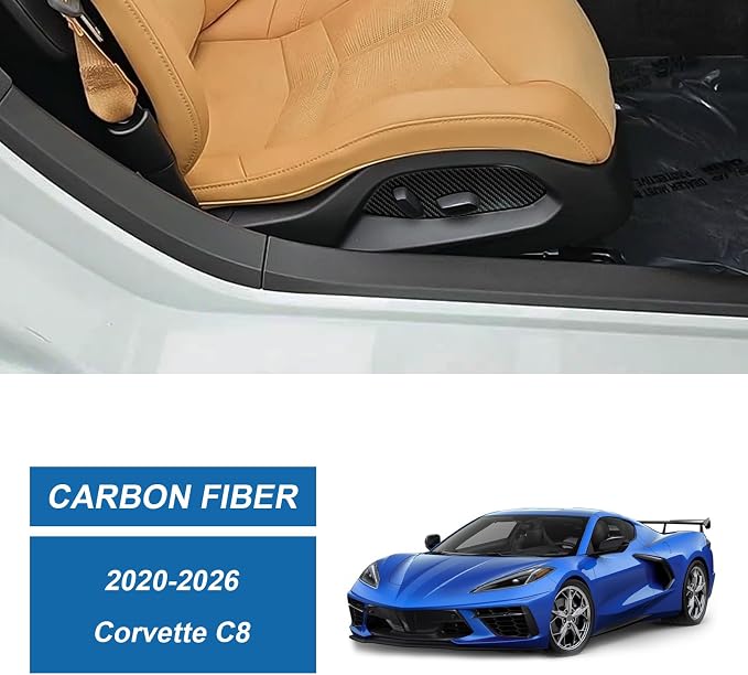 Real Carbon Fiber Power Seat Switch Trim Compatible with Corvette C8 2020-2026, Interior Decor Sticker Accessories