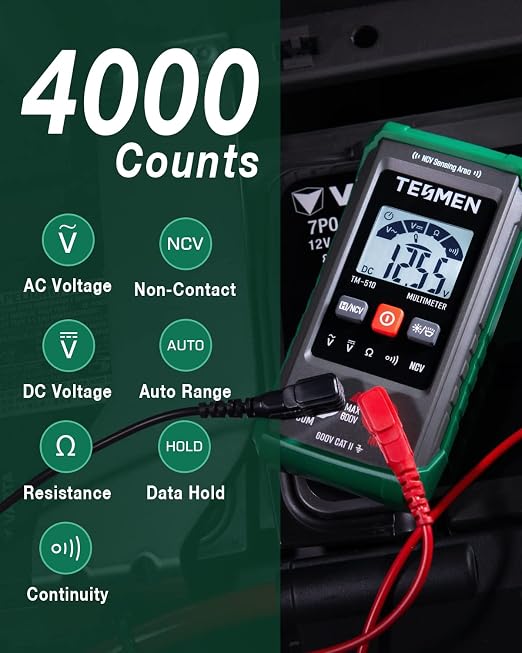 TESMEN TN-213 Voltage Tester with TM-510 Digital Multimeter Bundle, Great Electrical Testing Kit for DIYers, Ideal for a Wide Range of Projects, Measures AC/DC Voltage, Resistance, and Continuity