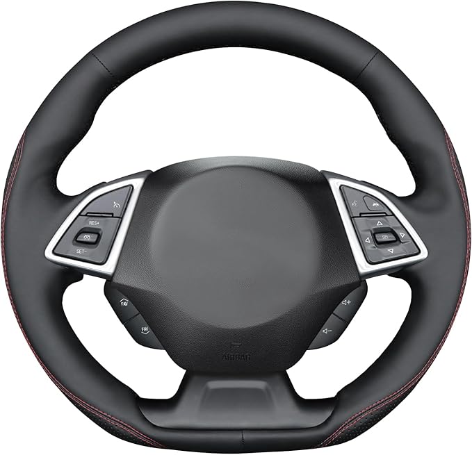 MEWANT Hand Stitch Steering Wheel Cover for Chevy Camaro 2016-2025 Custom Black Microfiber Leather Interior DIY Wrap Restoration Kit Anti-Slip Breathable Protector