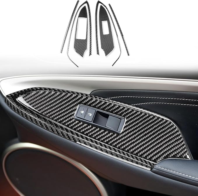 Soft Carbon Fiber Car Interior Window Lift Kit 6/Piece Decorative Sticker for Lexus RC300 350 200T 15-24 Carbon Fiber Interior Accessories