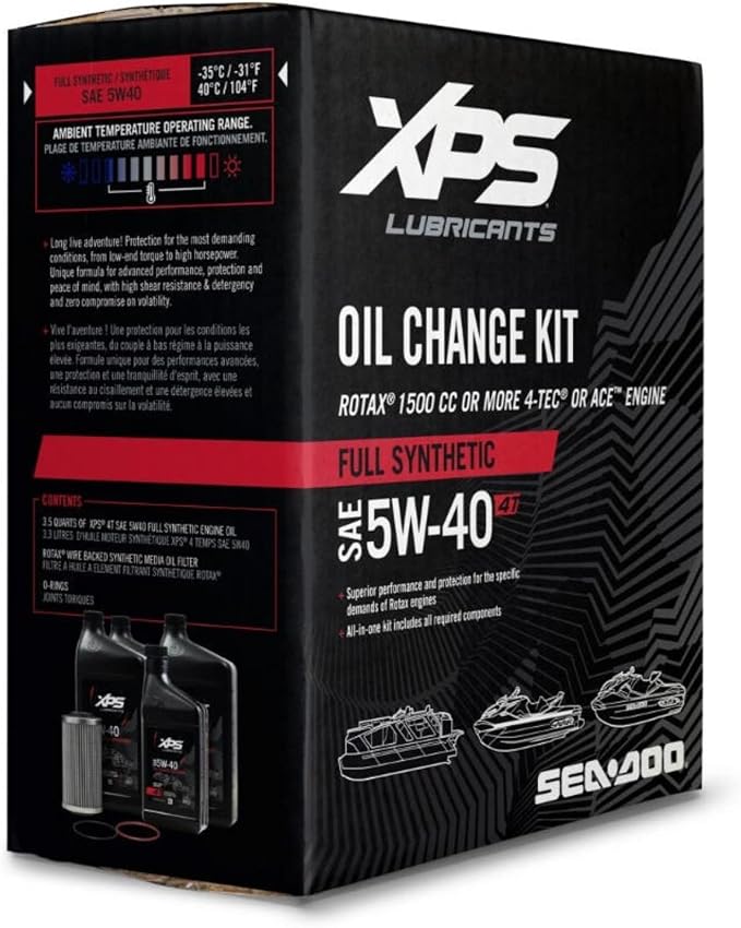 BRP Can-Am Sea-Doo OEM 4T 5W-40 Full Synthetic Oil Change Kit, 9779486
