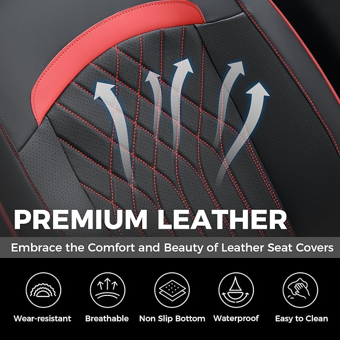 FLORICH Car Seat Covers Full Set, Leather Seat Covers for Cars, Waterproof Car Seat Protector Breathable, Front and Back Seat Covers for Cars, Automotive Seat Covers Universal Fit for Most SUV Truck