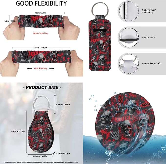 Skull Skeleton Print Car Seat Cover Full Set with Steering Wheel Covers Auto Seat Belt Pads Car Armrest Pad Car Rear View Mirror Protector Universal Fits, 15 Pack, Red