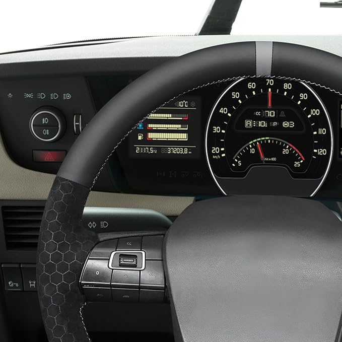 MEWANT Hand Sewn Steering Wheel Cover Wrap for Volvo VNL VNR FM FH 2017-2025 Steering Wheel Accessories for Volvo FM
