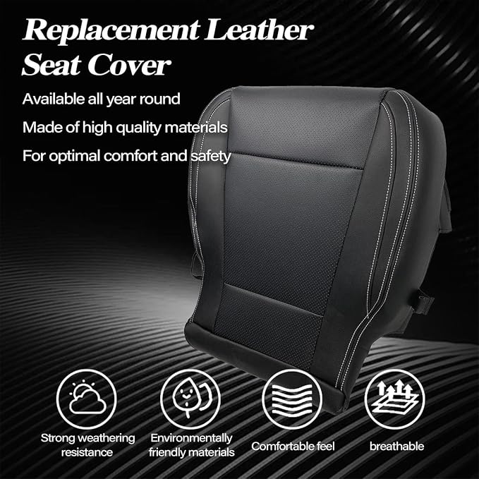 SecosAutoparts Driver Side Bottom and Top Lean Back Replacement Perforated Leather Seat Cover Black Compatible with Ford F-150 Lariat 2015-2017 Compatible with Ford F250 F350 Lariat XLT 2017-2022