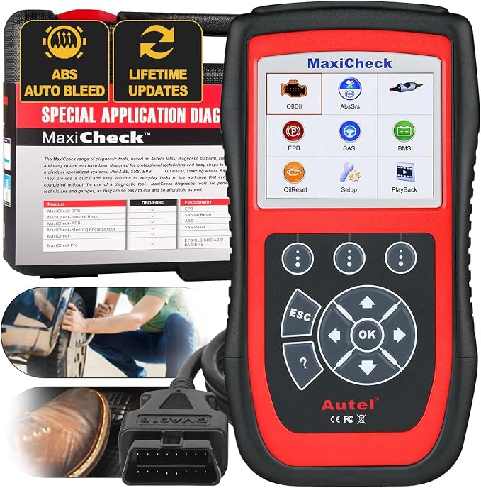 Autel MaxiCheck PRO Auto Bleed Scan Tool for ABS Brake Bleeding, ABS SRS OBD2 Diagnostic Scanner, Oil Reset, BMS, EPB, SAS Services for Specific Vehicles Up to 2015, Lifetime Free Updates