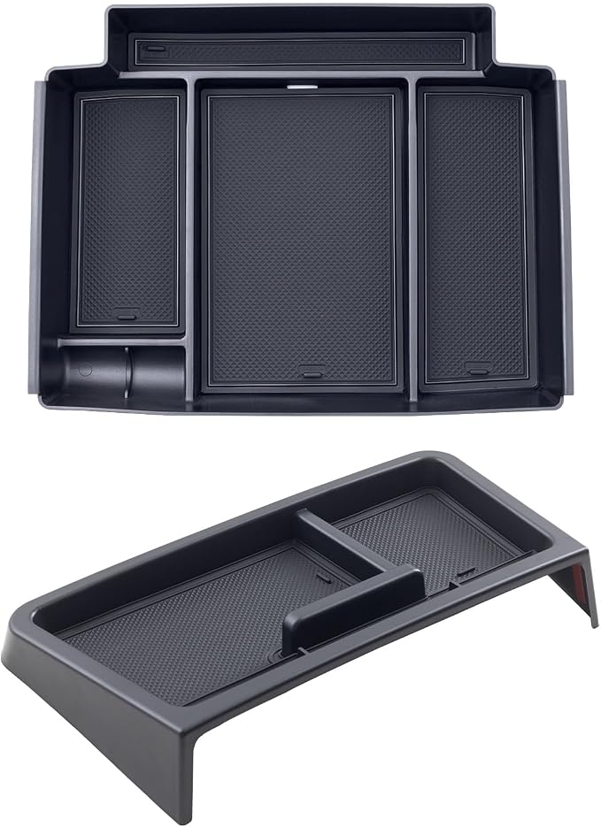 TOPINSTALL Dash Center Console Tray and Power-Sliding Console Black Tray Compatible with 2021-2023 2024 Tahoe/Suburban/Yukon Accessories, Full-Size Armrest Organizer New Dashboard Storage Organizer