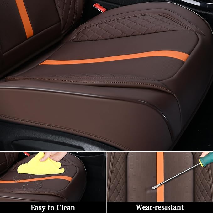 Doogo Automotive Seat Covers, Car Seat Covers 5 Seat, Leaher Car Seat Protectors, Front and Rear Car Seat Covers， Driver Seat Cover Auto Accessories Fit for Most Vehicles