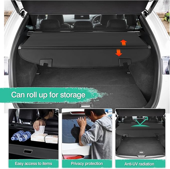Powerty Cargo Cover for Mazda CX5 CX-5 2017-2024 2025 Accessories Retractable Trunk Cover Waterproof Trunk Security Cover Shielding Shade No Gap