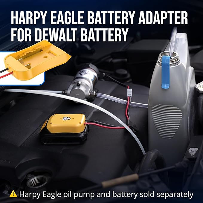 Harpy Eagle Battery Adapter for Yellow 20V MAX Batteries – Compatible Oil Extractor Pump – Includes 30A Fuse, WAGO Connectors & 12AWG Wires – Battery & Pump Not Included
